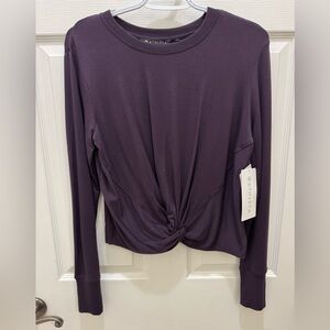 NWT Athleta twist front coaster XS Purple Long Sleeve Crew Neck Active P…